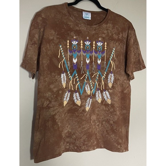 American Apparel Tops - Lynee Apparel Native American Shirt 1994 The Dye Brown Shirt And Glitter